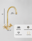 Unlacquered Brass Single Hole Faucet, Brass Bathroom Faucet