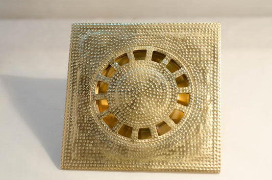 Solid Brass Floor Drain, Hammered Square Shower Drain - NORD BRASS