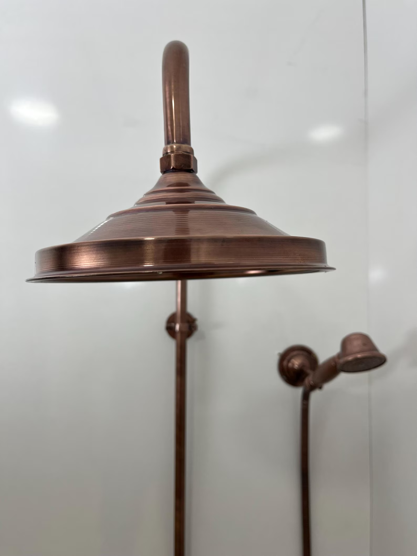 Exposed Copper Shower System with Round Copper ShowerHead, Handheld Shower