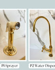 Unlacquered Solid Brass Bridge Faucet, Vintage Kitchen Sink Faucet - NORD BRASS