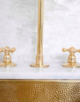 Snake Style Widespread 3 Holes Solid Unlacquered Brass Faucet