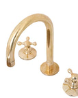 Unlacquered Solid Brass Bathroom Faucet - Brass 3 Hole Widespread Vanity Tap