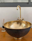 Brass Vessel Sink Bathroom With Black Exterior