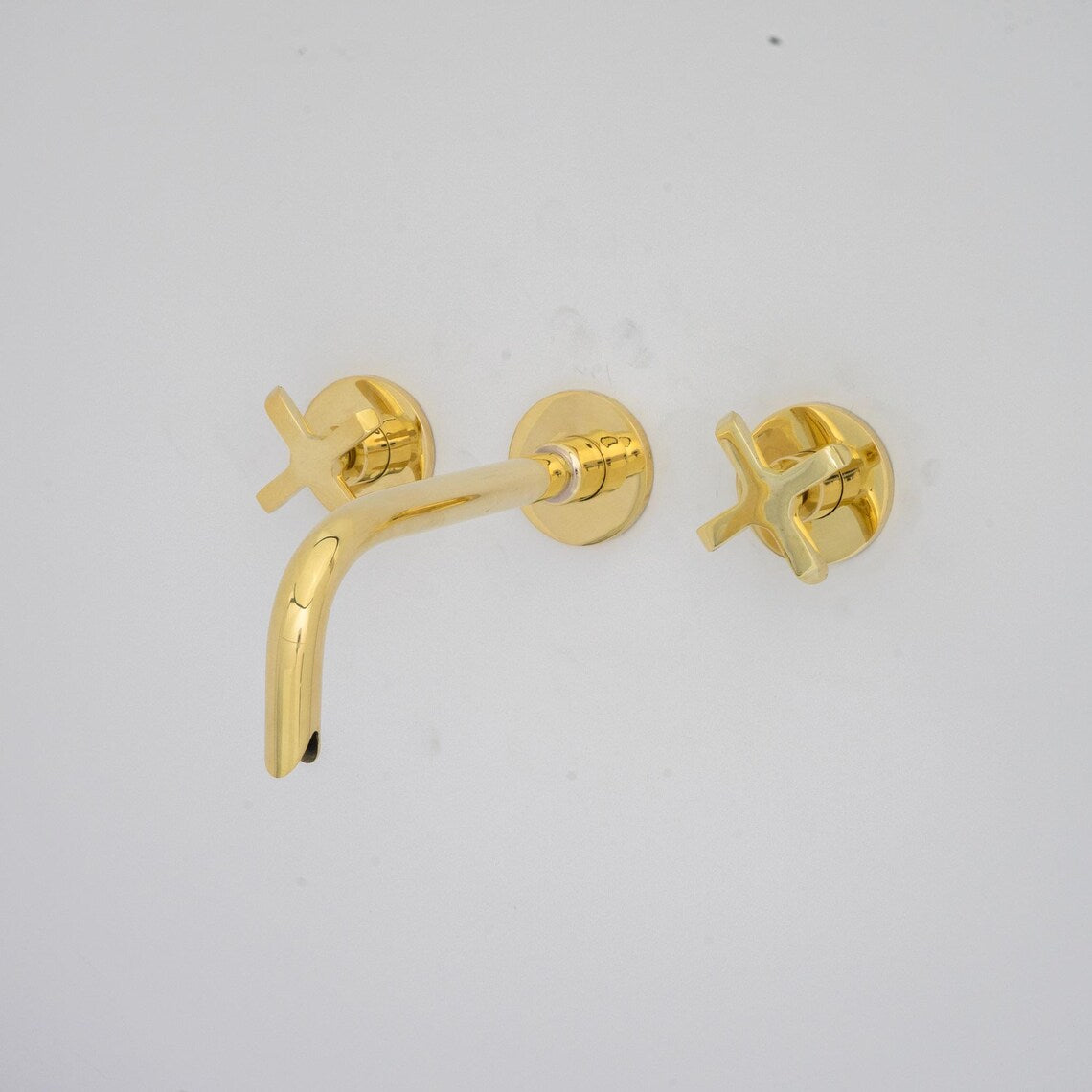 Unlacquered Brass Bathroom Faucet - Antique Brass Wall Mount Faucet