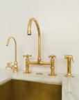 Unlacquered Solid Brass Bridge Faucet, Vintage Kitchen Sink Faucet - NORD BRASS