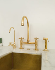 Unlacquered Solid Brass Bridge Faucet, Vintage Kitchen Sink Faucet - NORD BRASS