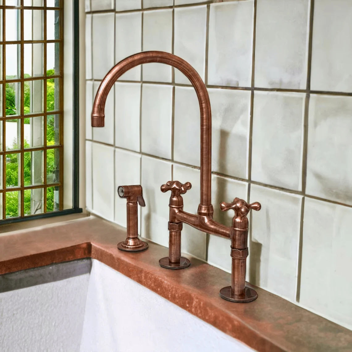 Dark copper Vintage Kitchen Sink Bridge Faucet - Dark Copper Kitchen T ...