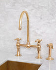 Unlacquered Brass Kitchen Bridge Faucet - NORD BRASS
