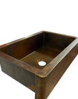Apron Front Dark Copper Kitchen Sink, Farmhouse Copper Kitchen Sink 14 gauge