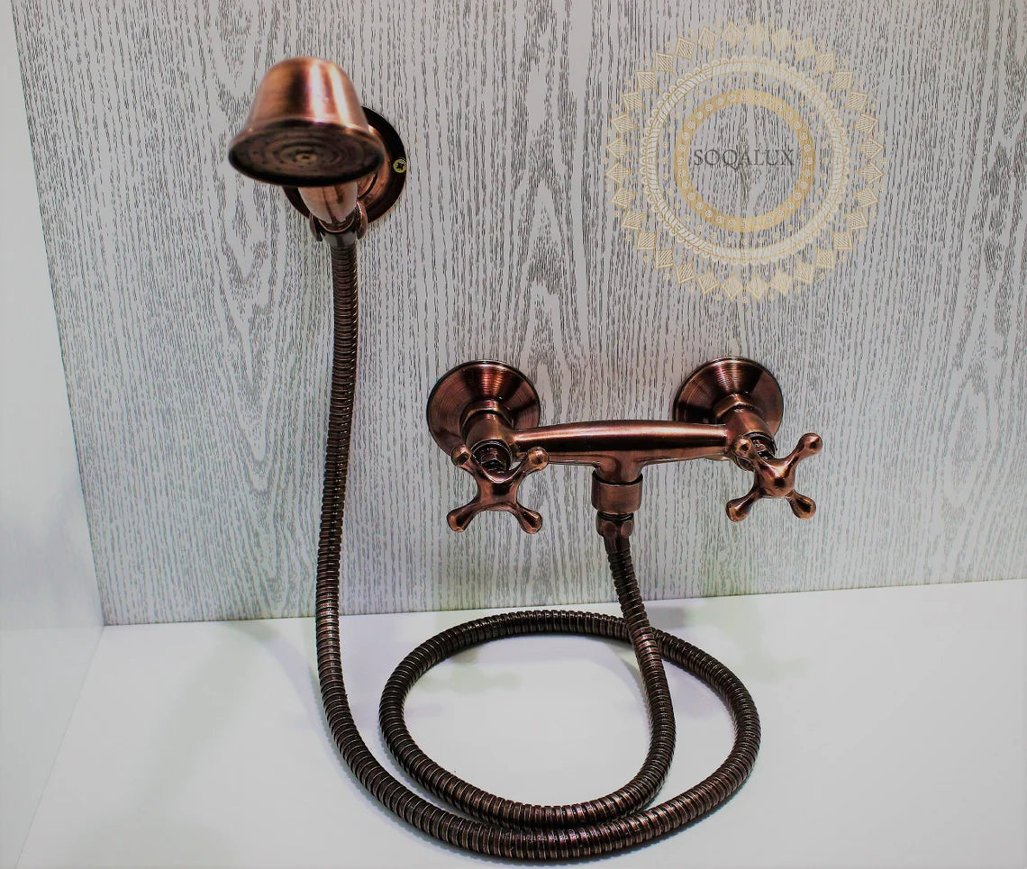 Wall Mount Hand Shower Set in Stunning Copper Finish - NORD BRASS