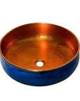 Blue Patina Copper Vessel Sink, Vivid Blue Bathroom Sink