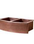 Copper Double Basin Farmhouse Sink, 14 gauge Apron Front Kitchen Sink