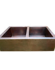 Copper Double Bowl Farmhouse Sink,Apron Front Kitchen Sink 14 gauge