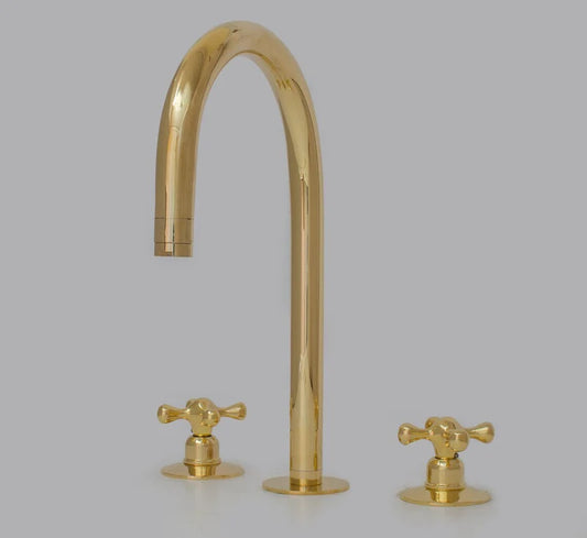Widespread 3 Holes Solid Brass Faucet, Antique Brass Kitchen Deck Mounted Faucet