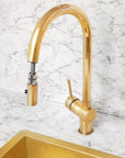 Solid Brass Pull Down Kitchen Faucet, Single Hole Kitchen Faucet