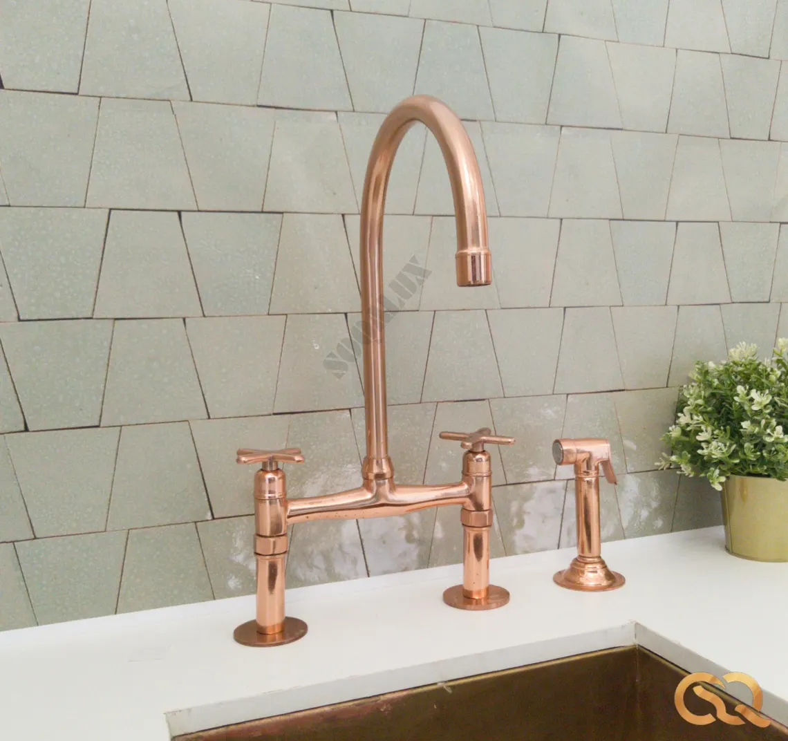 Copper Bridge Faucet, Vintage Kitchen Sink Faucet, Copper Tap