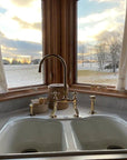Antique Brass Kitchen Faucet - Antique Brass Bridge Faucet - NORD BRASS