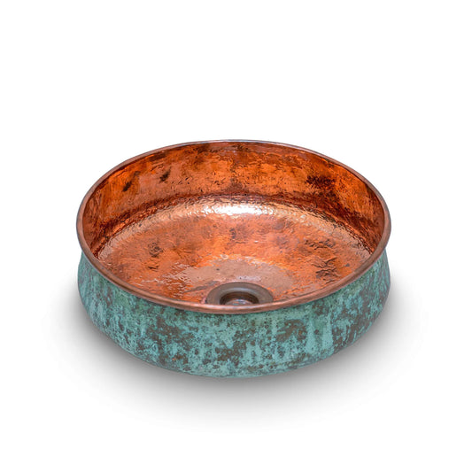 Verdigris Patina Copper Top Mount Bathroom Vessel Sink Vanity