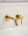 Single-handle wall mounted brass bathroom faucet set
