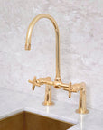 Antique Brass Bridge Kitchen Faucet