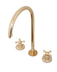 Deck mounted 3 Holes Solid Unlacquered Brass Faucet - Brass Kitchen Tap