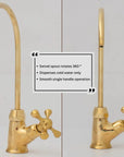 Unlacquered Brass Water Dispenser Kitchen Faucet, Cold Water Single Hole - NORD BRASS