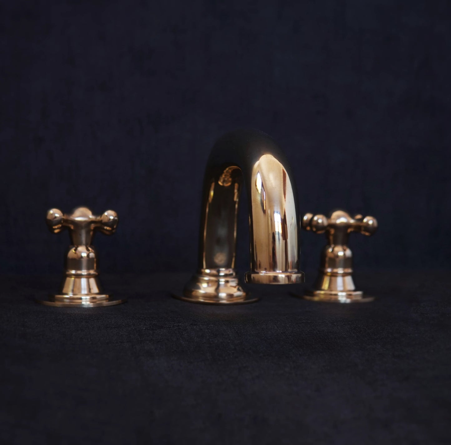 Widespread 3 Holes Solid Unlacquered Brass Faucet, Antique Brass Bathroom Faucet