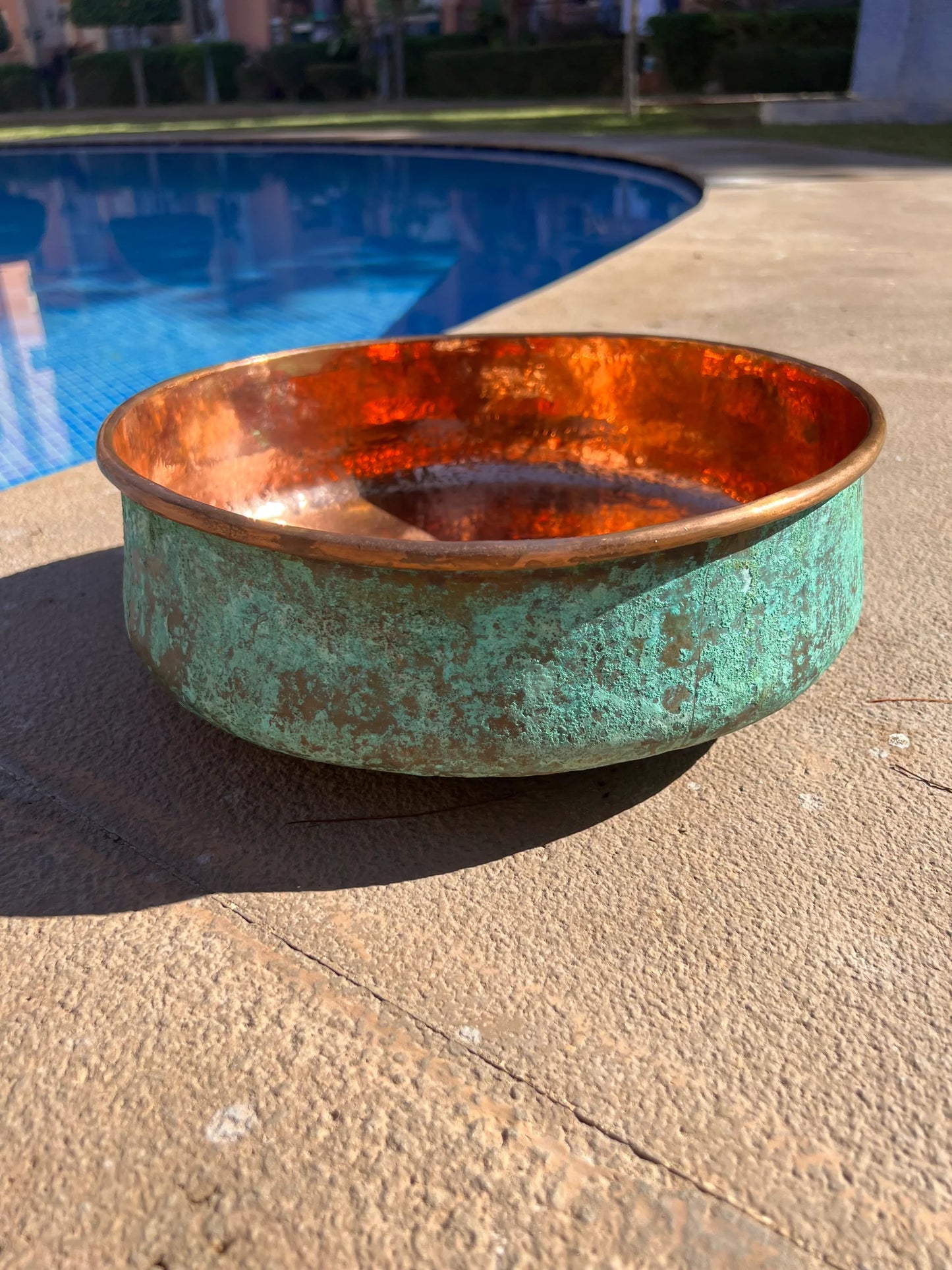 Verdigris Patina Copper Top Mount Bathroom Vessel Sink Vanity