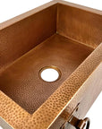 Apron Front Copper Kitchen Sink, Farmhouse Copper Kitchen Sink With Rings 14 gauge
