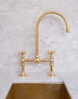 Unlacquered Brass Kitchen Bridge Faucet - NORD BRASS