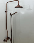 Unlacquered Aged Copper Shower System with Handheld - Aged Copper Exposed Shower