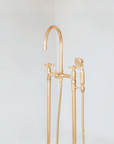Unlacquered Brass Floor Mounted Bath Tub Filler