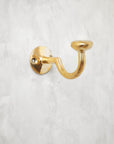 Unlacquered Solid Brass Curved Hook