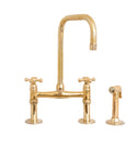 Solid Unlacquered Brass Kitchen Bridge Faucet - Brass Kitchen Tap