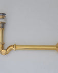 Solid Unlacquered Brass P-trap and Sink Stopper, Push Up Button, Pop Up Drain, Brass Water Trap - NORD BRASS