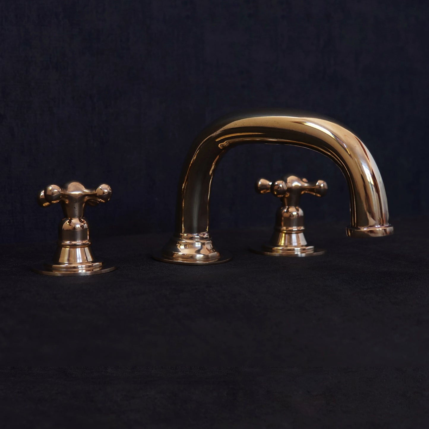 Widespread 3 Holes Solid Unlacquered Brass Faucet, Antique Brass Bathroom Faucet