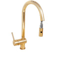 Solid Unlacquered Brass Pull Down Kitchen Faucet, Single Hole Brass Kitchen Tap