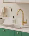 Unlacquered Brass Single Hole Basin Faucet, Antique Brass Sink Mixer Tap - NORD BRASS