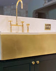 Unlacquered Brass Farmhouse Kitchen Sink, 14 Gauge Apron Front Kitchen Sink