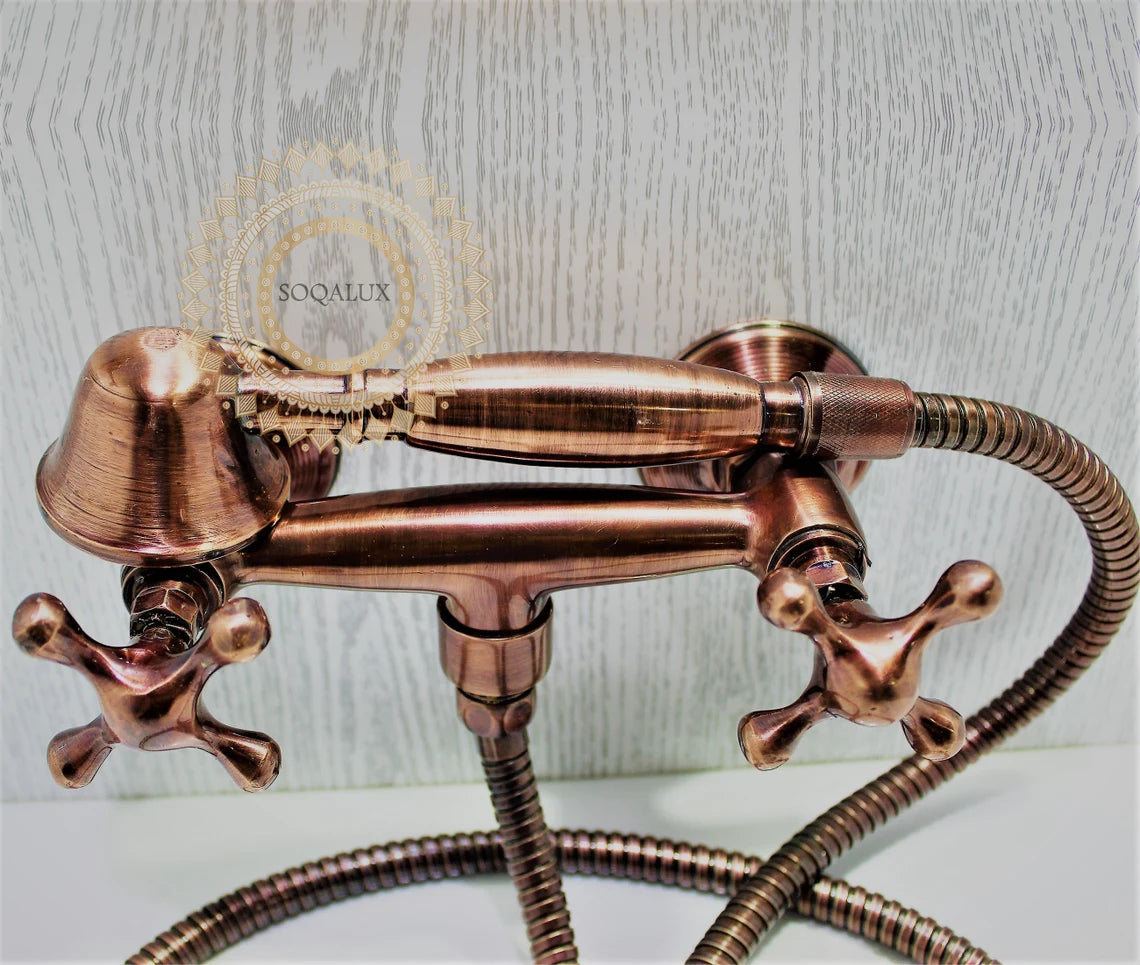 Wall Mount Hand Shower Set in Stunning Copper Finish - NORD BRASS