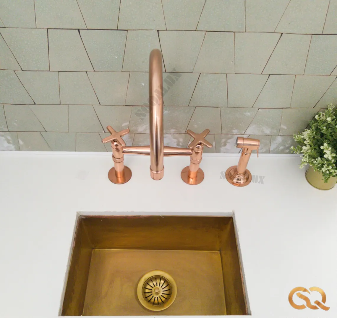 Copper Bridge Faucet, Vintage Kitchen Sink Faucet, Copper Tap