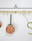 Solid Brass Pot Rail With Hooks, Unlacquered Brass Kitchen Pot Rack, Pot Hangers