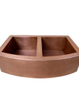 Copper Double Basin Farmhouse Sink, 14 gauge Apron Front Kitchen Sink
