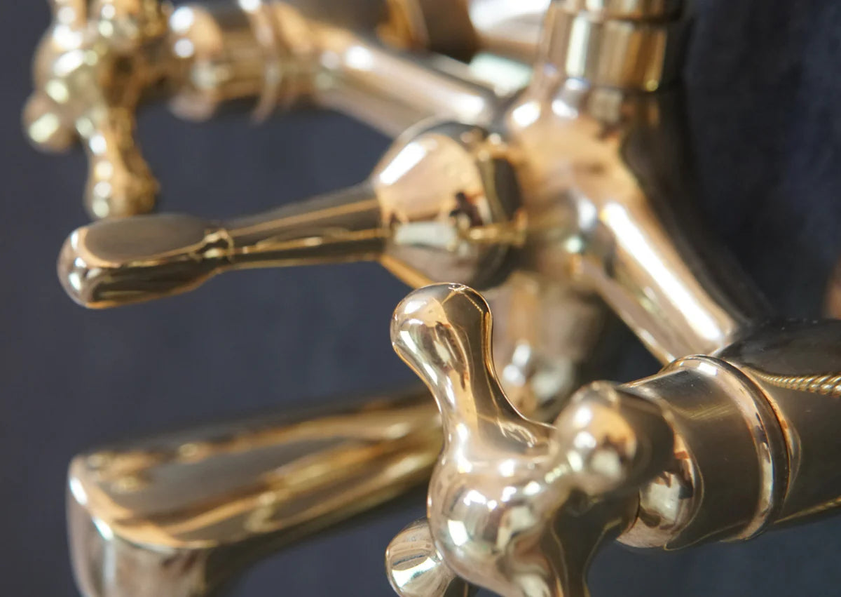 Unlacquered Brass Shower System - Tub Filler Exposed Pipe Rain Shower and Handheld