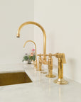 Unlacquered Solid Brass Bridge Faucet, Vintage Kitchen Sink Faucet - NORD BRASS
