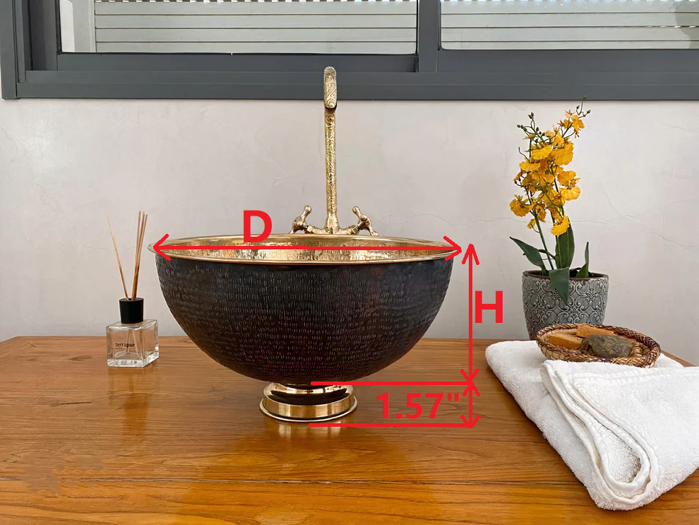 Brass Vessel Sink Bathroom With Black Exterior