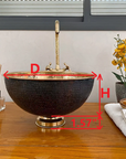Brass Vessel Sink Bathroom With Black Exterior