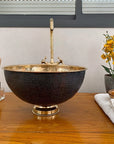 Brass Vessel Sink Bathroom With Black Exterior