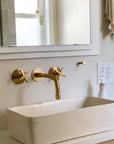Built In Brass Bathroom Faucet- Hammered Wall Sink Faucet - NORD BRASS