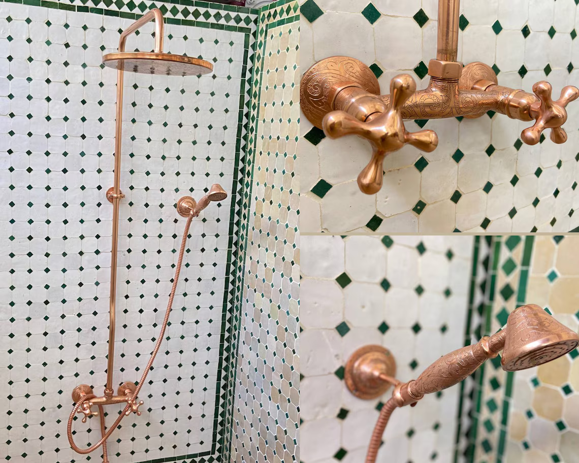 Unlacquered Solid Copper Shower, Copper Outdoor Shower - NORD BRASS